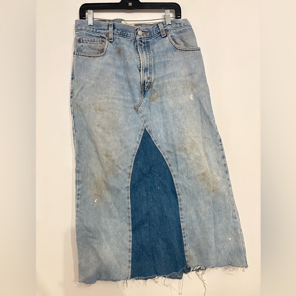 Blue Denim Skirt with Distressed Details - Picture 2 of 3